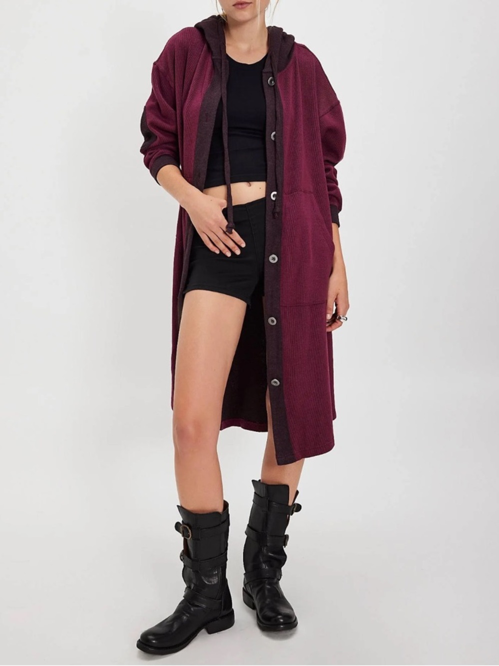 NWT Free People Tomorrows Sweatshirt Cardigan in Damson